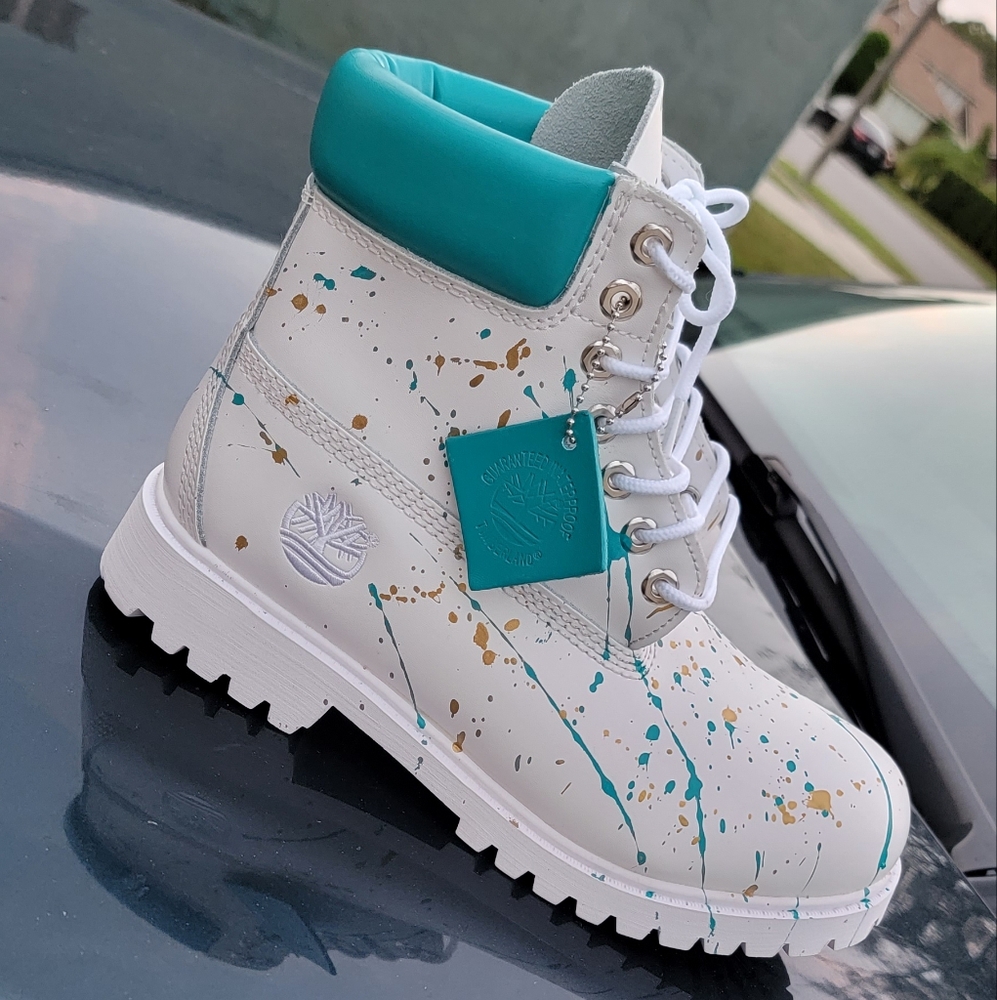 TURQUOISE GOLD SPLATTERED TIMBERLAND WATERPROOF